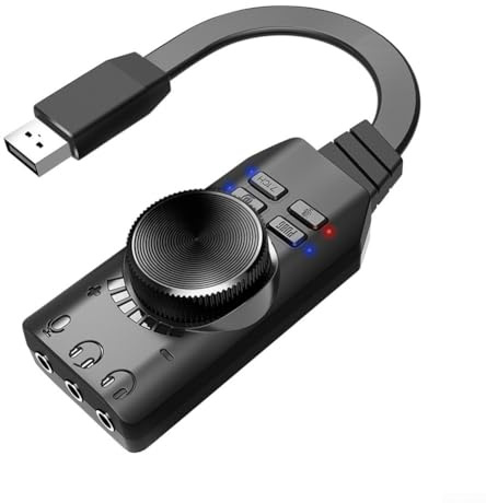 PLEXTONE GS3 Externe USB Soundkarte mit virtuellem 7.1 Kanal, & Play Gaming Audio Adapter für PC und Laptop, Schwarz