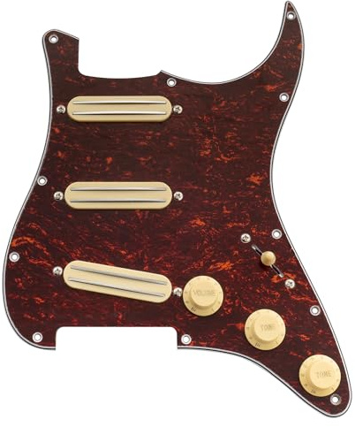 Musiclily Basic ST-SSS Battipenna Precablato con Mini Rail Humbucker Ceramico per Chitarra Elettrica Tipo Strat, 4 strati Red Tortoise | con humbucker in ceramica, per chitarra elettrica Strat Style