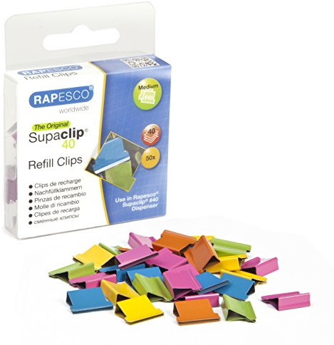 Rapesco RC4050MC Supaclip 40 Clips, Colori Assortiti, Confezione da 50