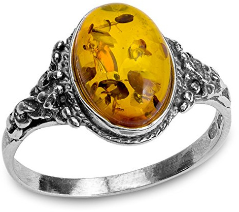 Ian and Valeri Co. Amber and Sterling Silver Classic Oval Ring