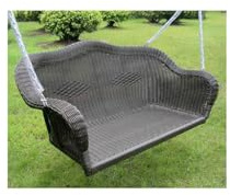 International Caravan Furniture Piece Resin Wicker Hanging Loveseat Swing