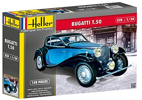 Heller 80706 1:24-Bugatti T.50, Blue, Black, 37 x 25 x 7 cm