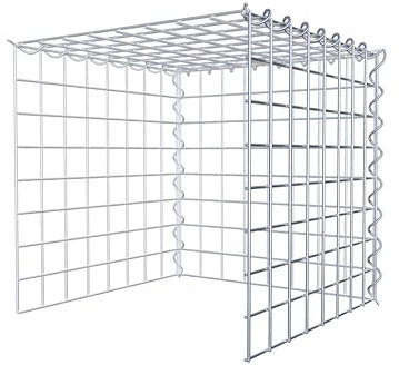 Cesta de piedra cuadrada, malla 5 x 5 cm, profundidad 40 cm, cesta de cultivo tipo 4, cierre en espiral, galvanizado (40 x 40 x 40 cm)