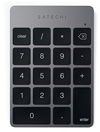 SATECHI Slim Aluminium Bluetooth Nummernblock, kabellos, 18 Tasten, kompatibel mit MacBook Pro, MacBook Air, Mac Mini, iMac, iMac Pro, iPad, iPhone & mehr (Space Grau, US Layout)