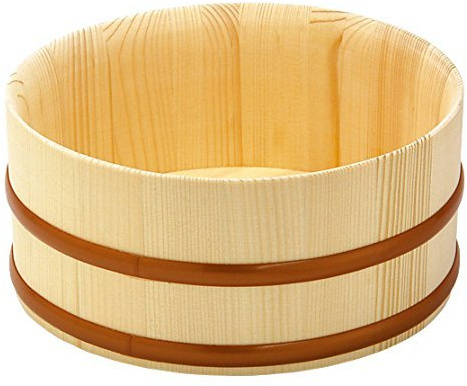Yamako Natural Wood Made Japanese Bath Bucket Thin Top Type 83827