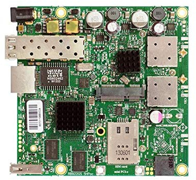 MikroTik RouterBOARD 922UAGS with 720MHz Atheros CPU, 128MB RAM, RB922UAGS-5HPACD (720MHz Atheros CPU, 128MB RAM, 1xGigabit LAN, USB, 1xSFP, miniPCIe, SIM Slot, Built-in 5Ghz 802.11a/c 2x2 Two c)