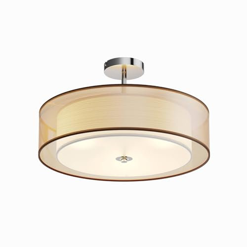 Ceiling Light 'Pikka' dimmable (Modern) in Brown Made of Textile for e.g. Living Room & Dining Room (3 Light Sources, E27) from Lindby | Ceiling lamp, lamp