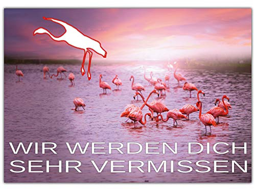 A4 XXL Abschiedskarte FLAMINGOS mit Umschlag - edle Klappkarte für Kollegen zur Rente Pension Jobwechsel Mutterschutz Ruhestand Karte von BREITENWERK