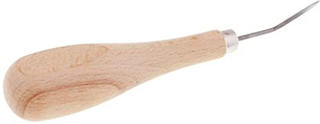 SM SunniMix Alêne à Coudre Alêne Courbé avec Manche en Bois, Piqueuse à La Main pour Le Travail du Cuir