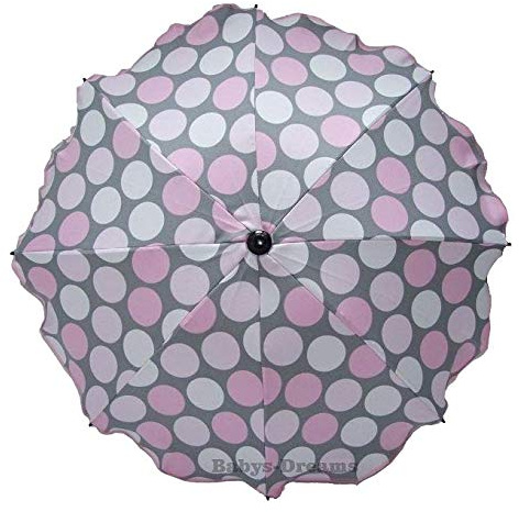 Skyline Ombrello parasole universale per passeggini e carrozzine con supporto universale, Protezione UV 50+, parasole Rosa Erbsen