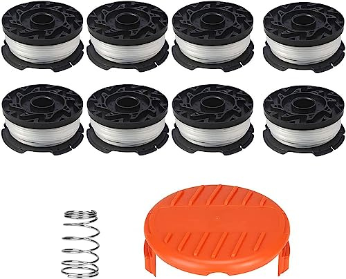 Eyoloty 8Pack AF-100 Strimmer Spool Line 30ft 0.065 Compatible with Black Decker ST5530-GB GLC3630L20-GB STC1820PC-GB BESTA530-GB BESTA525-GB Auto-Feed Trimmers,Strimmer Wire with 2Cap & 2Spring