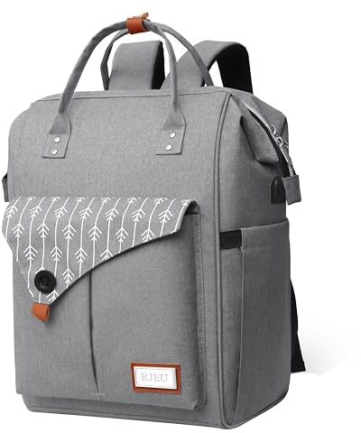 RJEU Sac à Dos Femme, Sac à Dos Ordinateur Portable, avec USB Charging Port Sac a Dos PC Portable pour Loisir, Scolaire, Affaire, H11-gray, 15.6 pulgadas, sac à dos