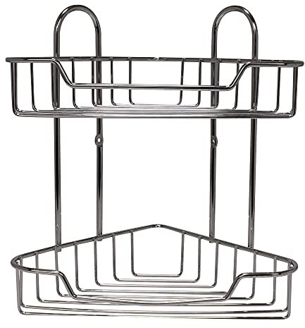 e-Best Eckregal für Dusche I Duschablage verchromt I Duscheckregal mit 2 Böden I Duschregal aus rostfreiem Stahl I Duschkorb für Ecke I Bad Eckregal zum fest Schrauben