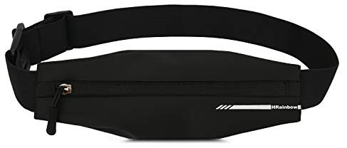 HRainbow Laufgürtel für Handy bis 7.5 Zoll Hüfttasche für Damen Herren Kinder Mädchen Gürteltasche Bauchtasche wasserdichte für Sport Running Joggen Fitnesss Radfahren (Schwarz)