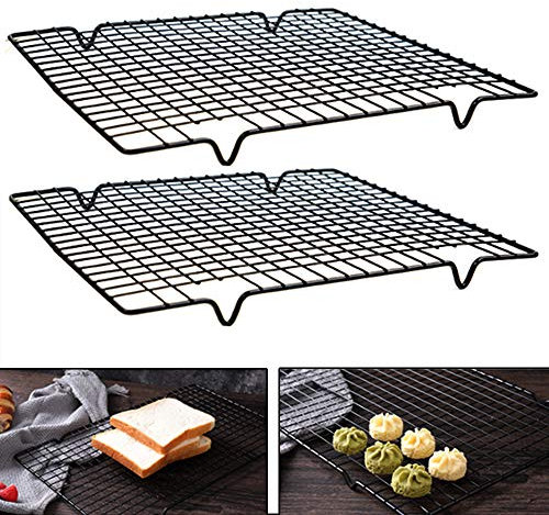 Nuluxi Pastel Estante de Enfriamiento Antiadherente Rejillas para Enfriar Acero Inoxidable Rejilla de Enfriamiento Bandeja de Hornear Parrilla de Alambre Accesorios para Asar, Hornear, Asar a Parrilla