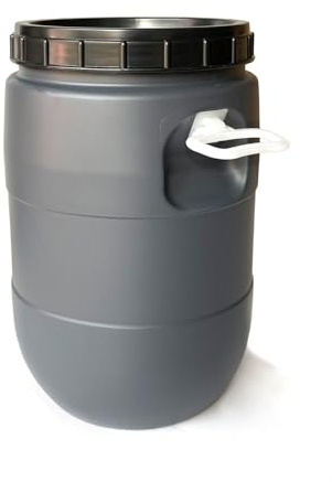 JARDIN202 - Bidon de boca ancha de 30 litros | Con Asas | Gris y Negro