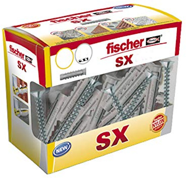 fischer - Wanddübel für Beton SX zur Befestigung von Lampen, grau, 5 x 25 40 Dübel plus Schrauben