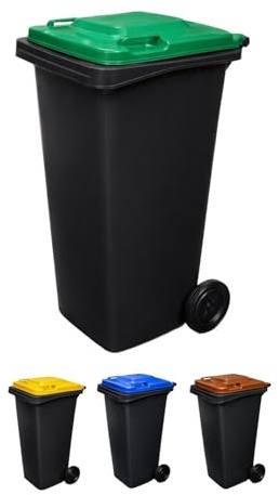 JARDIN202 - Contenedor de Basura Reciclable 240L 2 Ruedas | Ecodiseño Negro | Color: Verde