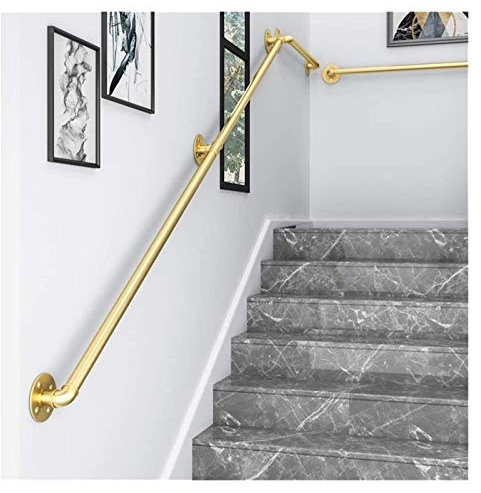 Modernes Support Main Courante pour Escalier Or, Rambarde Fer forgé Garde-Corps Terrasse Fenetre Balcon Parapet Barre Appui |Rails à la main pour escaliers d'intérieur Étape extérieure murale montée