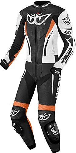 Berik Monza Abito donna in pelle moto a due pezzi, nero/bianco/arancione, 40