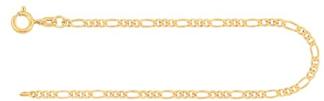 EDELIND Armband Armkette Damen Herren 585 Gold 2.2mm Figarokette diamantiert Gliederung 3+1 Echt Gelbgold Feines Goldarmband 21cm Made in Germany