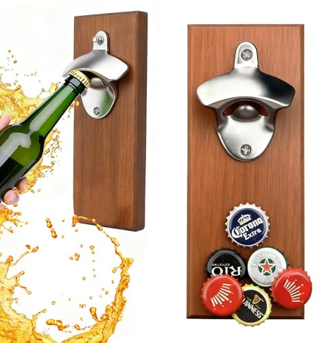 Bieröffner Wand mit Kronkorken Sammler,Magnetischer Flaschenöffner Wand | Bieröffner Wand für Küche kühlschrank,Bier Geschenke für Männer, Bruder, Vatertagsgeschenk für Papa