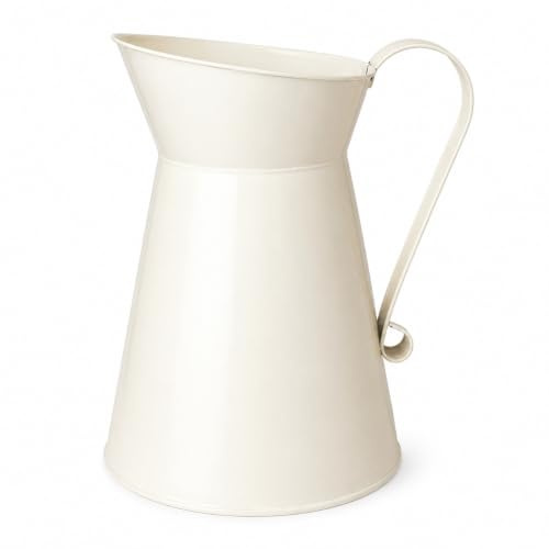 GIVBRO Emaille-Krug im Vintage-Stil, Shabby-Chic-Stil, cremefarben