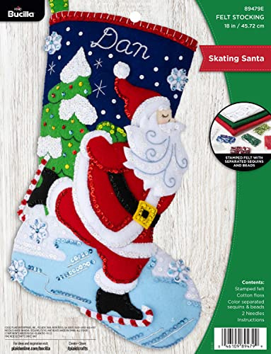 Bucilla Felt Stocking Applique Kit 18 Long-Skating Santa