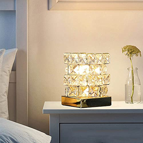 Mengjay Modern Tischlampe aus Metall und Glas,,Kristall Nachttischlampe Schreibtischlampe,E27 Tischleuchte,für Schlafzimmer Studio Lesen,Ideal für Sehr gut geeignet im Wohnzimmer, Zimmer. (A)