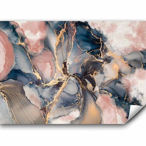 murando Fototapete selbstklebend Abstrakt 343x256cm Foto Tapete Tapetenfolie Möbelfolie Wandverkleidung Wandtapete Motivtapeten Bildtapete Schlafzimmer 3d Effekt Textur Farbflecken blau rosa