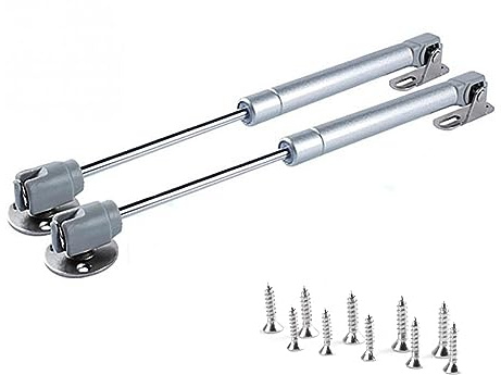 2x 80N Chrank Hydraulic Gasdruckfeder Möbeltür zum Gas Strut Lift Schrank Stoßdämpfer Gasfeder Hinge Möbelkolben Schranktüren Soft Close Klappenfeder, Silber