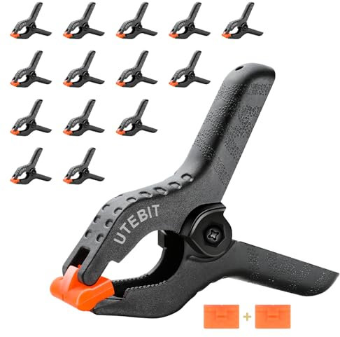 UTEBIT 15 Stück Klemmzwingen,Groß Klemmen für Fotohintergrund 3.5 Zoll Nylon Federklemmen klammern furfotos mit Beweglichen Klemmbacken für Fotohintergrund, Plane, Muslin, Fotostudios, Holzbearbeitung