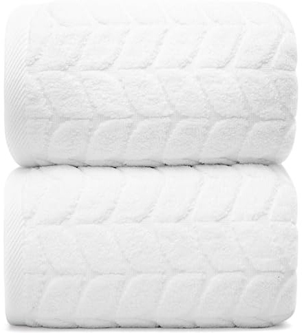 Alusa Home Ultra Soft & Stylish 700 GSM Luxury Bath Sheets | Pack of 2 | Extra Large 35x70 Inches | 100% Zero-Twist, Long-Staple Cotton | Remarkably Absorbent (White)
