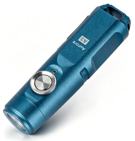 RovyVon A3-9 Lampe de poche porte-clés rechargeable super lumineuse 5 modes d'éclairage EDC Mini lampe de poche avec clip magnétique pour le transport quotidien, le camping, la randonnée (bleu)