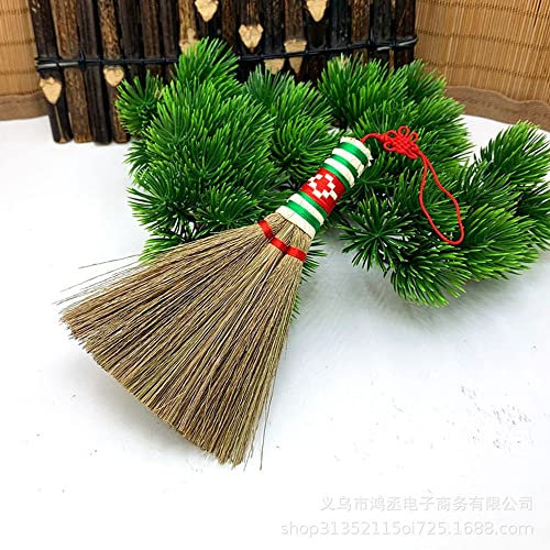 1 scopa in paglia di riso da 12 cm, mini scopa a mano, realizzata a mano, in bambù naturale, scopa per polvere, attrezzi da giardino