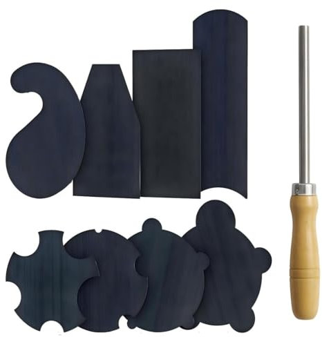 Raschietto per armadietti (1 brunitore, 2 rettangolari, 1 curvo, 1 collo di cigno e 2 concavi, 2 convessi)