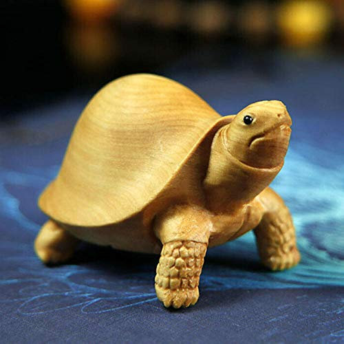 DERBUT Estatua Adornos Esculturas Tallado a Mano Estatuilla Tallada en Madera de boj: Estatua de Animal de Tortuga