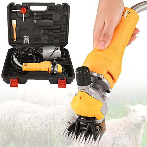 Tosatrice per pecore elettrica 1000W Macchina per tosare le pecore 2400 giri/min, per toelettatura di peli di capre/alpaca/pecore,Yellow