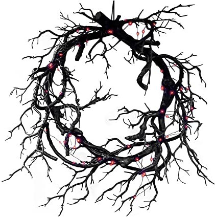 Halloween Deko Garten hexe Dekoration Leuchtende schwarze Astgirlande Simulation Dead Branch Türkranz Landhausstil Makramee Zubehör Holz Halloween Herbst Kranz Kürbis Künstliche Girlande (A, One Size)