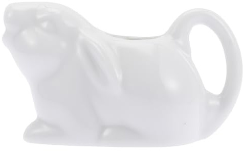 MAGICLULU Charming Ceramic Milk Jug Animal Shaped Pitcher for Coffee Syrup Little White Rabbit Home Cafe and Dessert Shops