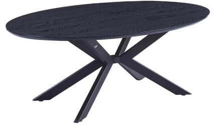 Home Deluxe Esstisch Oval AVENTIS inkl. Sternfuß - 200 x 120 cm Dark Oak |Küchentisch, Esszimmer, Esszimmertisch