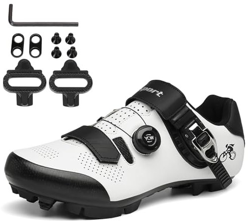 PENXZT Fahrradschuhe Herren Damen MTB Radsportschuhe Mountainbike Kompatibel mit Shimano SPD 2-Bolts Pedals Rennradschuhe,Weiß,44 EU