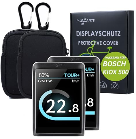 i-LEFANTE Confezione da 2 custodie protettive per display Bosch Kiox 500 (BHU3700), con custodia in neoprene, protezione schermo per e-bike, trasparente e impermeabile, protezione antiurto e graffi
