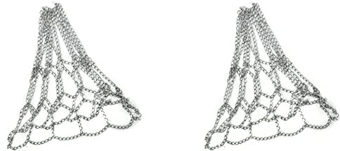 Xptieeck 2X Sport Kette Basketball Netz Draussen 12 Schlaufen Standard Schwer Last Basketball Netz,Silber