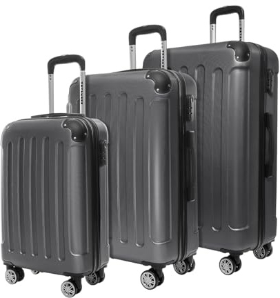 TRVLMORE Set Valise Rigide - Lot Valise - 3 Set de Valise de Voyage - Set Valises Rigides 4 roulettes - Luggage - Set 3 Valises - Ensemble Valise - Suitcase Set - Gris