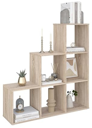 AT4 Regal Cubic Raumteiler- Eiche: Langlebiges Melaminholz, viel Stauraum, einfache Montage - modernes Design