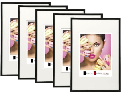 IDEAL TREND 2er 3er 5er Pack Photo Style Set Bilderrahmen Wanddeko Collage Poster Kunststoff Rahmen: Farbe: 5er Pack Schwarz | Format: 13x18