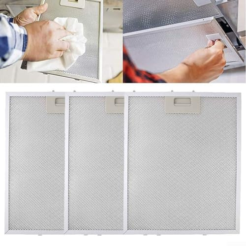 3 filtri antigrasso in metallo per cappa da cucina, 340 x 280 mm, filtri in alluminio per cappa da cucina, filtro a rete metallica per aspiratore da cucina