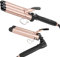 Mistcado 3 Barrel Hair Curler, 25mm Ceramic Tourmaline Hair Curling Iron Waver Wand with LCD Temperature Display, Fast Heating Foldable Crimpers for Travel (Gold)