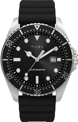 Timex Men's Trend 42 mm Watch - Black Silicone Strap Black Dial Silver-Tone Case TW2W71400